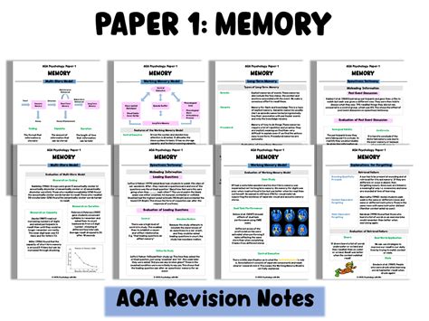 Aqa Memory Full Revision Notes A Level Psychology Teaching Resources