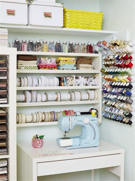 Sewing Station In Craft Room Sewing Room Storage Solutions Sewing