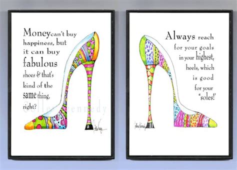 Illustrated Shoe Art Print With Funny Shoe Quote High Heel Art Funny