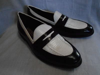 New Mens Stacy Adams Black White Snakeskin Leather Penny Loafers Size M Ebay