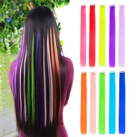 10pcs Colored Clip In Hair Extensions 22 Straight Fashion Hairpieces