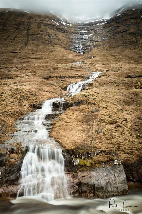 Glen Etive Waterfall Down The Side Of Criese Scotlands Highlands