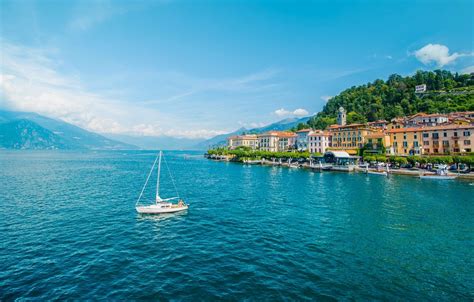 Wallpaper Mountains Lake Building Yacht Italy Promenade Italy