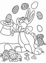 Easter Bunny Coloring Eggs Magic Trick Doing Using Bunnies sketch template