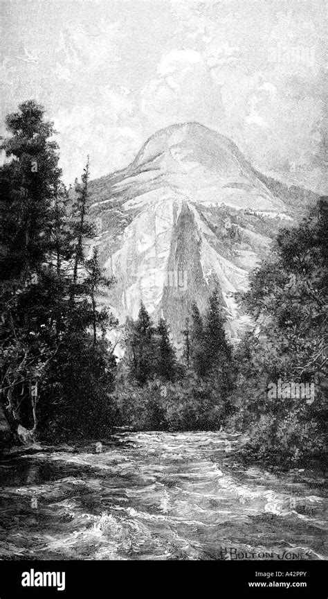Engraving Of The Yosemite Dome Stock Photo Alamy