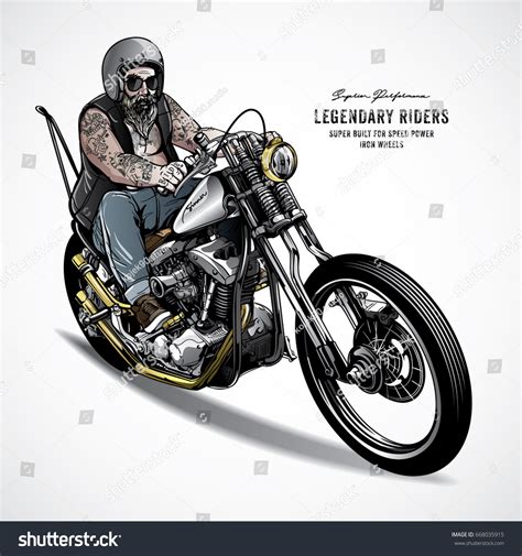 Senior Biker Riding Chopper Motorcycle Stock Vector Royalty Free