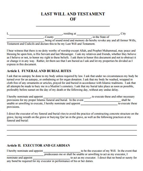 A last will and testament (last will or simply a will) is a document created by an individual, (testator or grantor), which is used to outline how their real and personal property be distributed after their death. Sample Last Will And Testament Form - 9+ Free , Examples , Format | Sample Templates