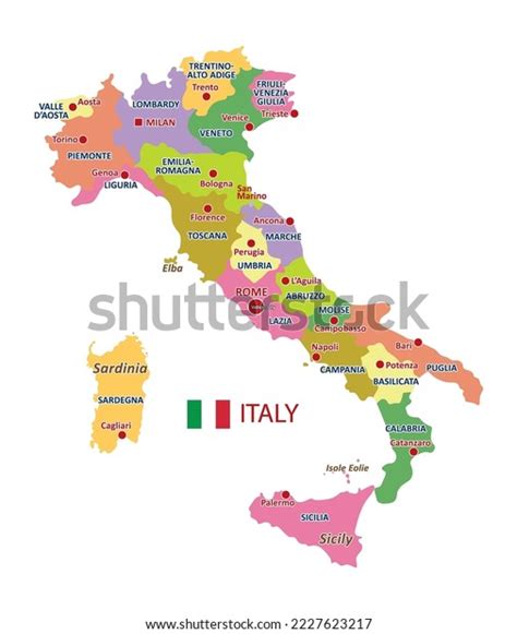 Colorful Vector Italy Map Regions Main Stock Vector Royalty Free