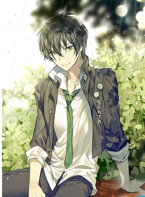 Collection by puii • last updated 3 weeks ago. Black hair, green eyes | Cute anime guys, Anime drawings ...