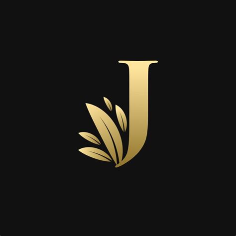 Logotipo De La Hoja De Oro Letra Inicial J Vector Premium