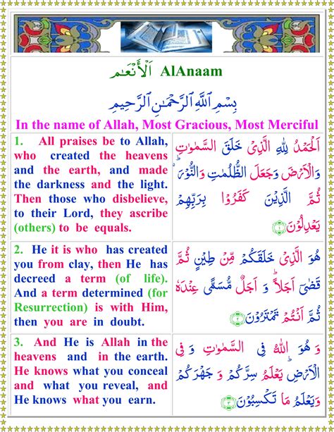 Read Surah Al Anam With English Translation Page Of Quran O Sunnat