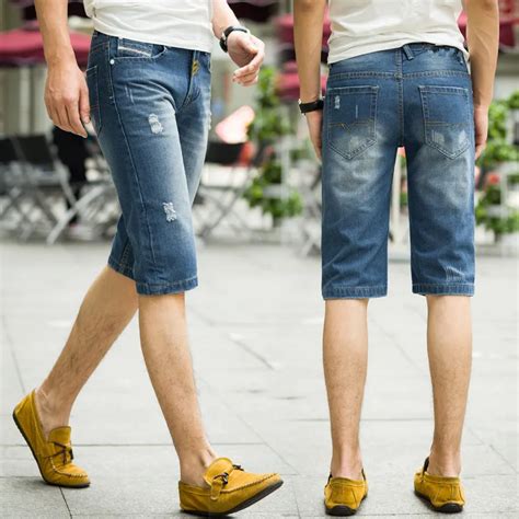 Italy Top Branded Men Shorts Jeans Regular Straightknee Length Casual Summer Short Pants Dark