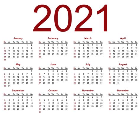 Calendario 2021 Espanol Png