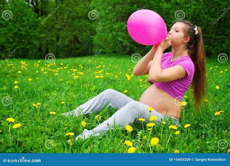 Beautiful Pregnant Woman Blowing Balloon Royalty Free Stock Images Image 15403209