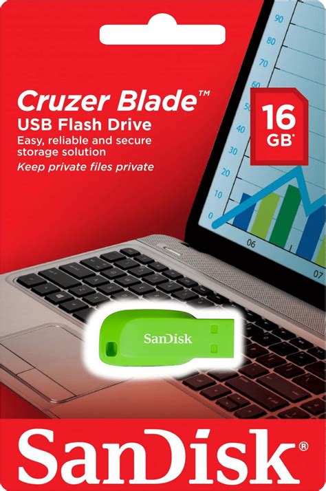 16gb Sandisk Cruzer Blade Usb 20 Flash Drive Green New Buy From