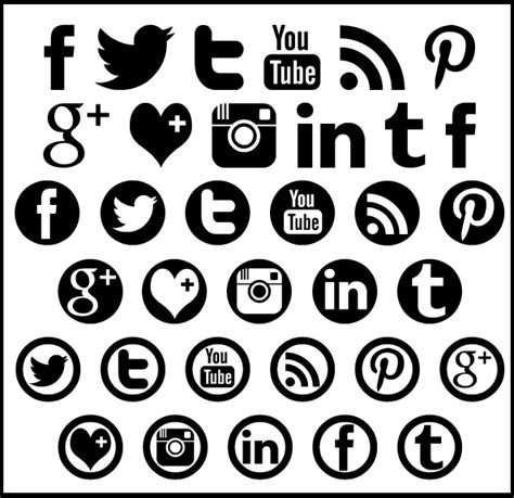 10 Ide Transparent Background Black And White Social Media Icons