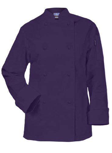 Newchef Fashion Purple Ladies Chef Coat Long Sleeves M Purple Size