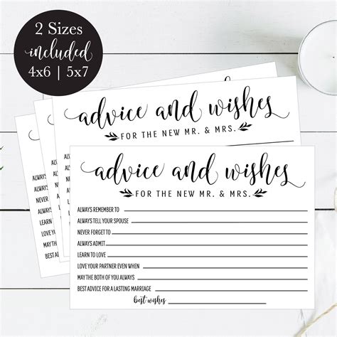 Words Of Wisdom Printable Wedding Cards Guest Book Idea Rustic Advice