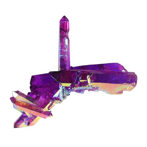 Quartz crystal absorbs, stores, releases, and regulates. Purple Ultra Aura Quartz Healing Crystal ~55mm