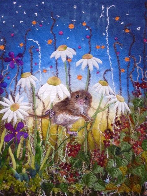 Marmaladerose Field Mouse Wool Painting Wet Felted Fibre Art Merio