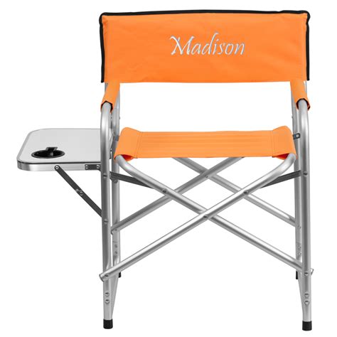 Personalized Aluminum Folding Camping Chair With Table And Drink Holder