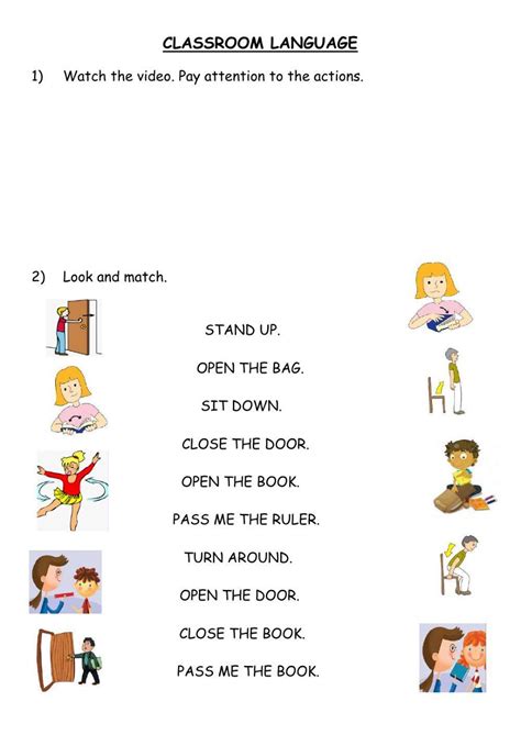 Classroom Language Online Pdf Activity For A1 Live Worksheets