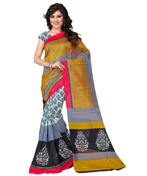 Buy Binny Creation Women S Cotton Silk Printed Saree With Blouse Piece