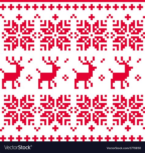 Nordic Seamless Knitted Christmas Pattern Vector Image