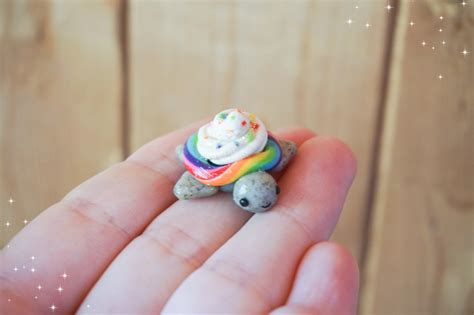 Kawaii Rainbow Stone Turtle Polymer Clay Charms Stitch Etsy