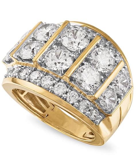 Macys Mens Diamond Large Cluster Statement Ring 7 Ct Tw In 10k