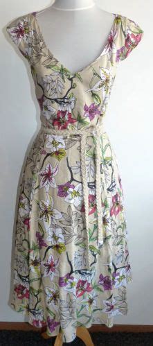 LAURA ASHLEY WEEKEND FLORAL LILY PRINT SWING STYLE SUMMER LINEN DRESS