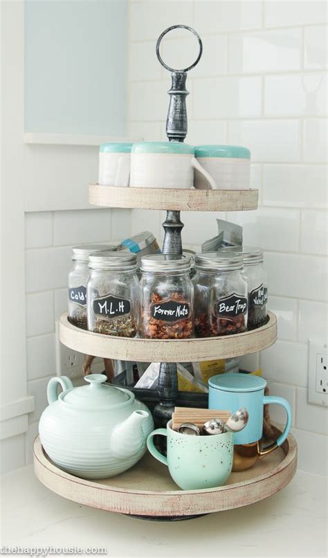 Our Kitchen Tea Station And Tiered Trays For Kitchen Storage The