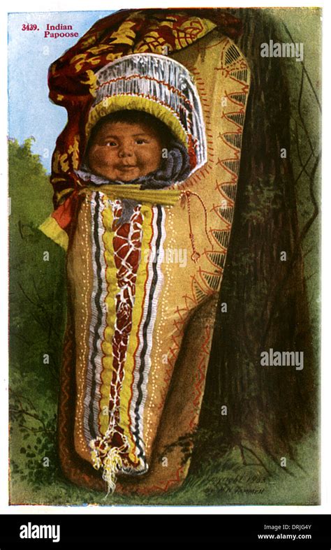 Native American Indian Baby In Papoose Stock Photo Alamy
