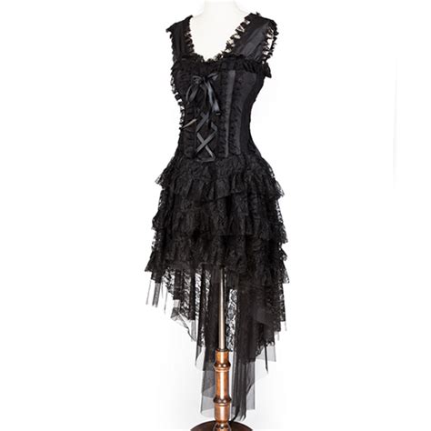 Vintage Black Burlesque Queen Corset Dress Halloween Costume N11586