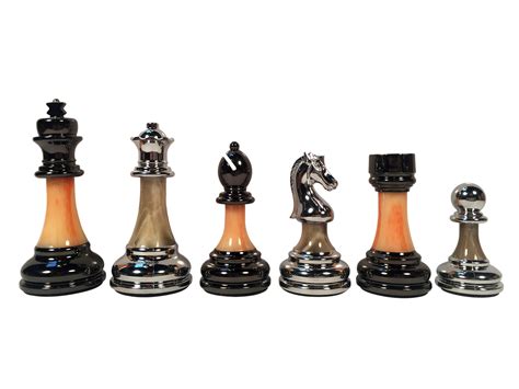 The Bobby Fischer® Series Metal & Acrylic Chess Pieces - 3.5 inch king - Wood Expressions