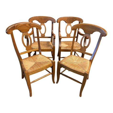 Pottery Barn Napoleon Italian Rush Seat Dining Room Chairs Set Of