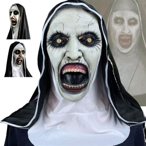Fkend The Horror Scary Nun Latex Mask W Headscarf Valak Cosplay For