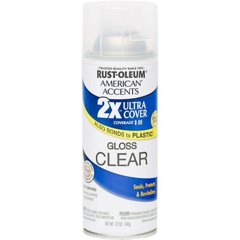 Rust Oleum American Accents Ultra Cover 2x Gloss Clear Spray Paint And