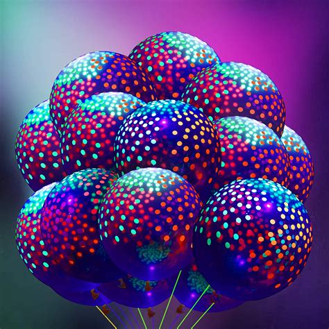 50 Pieces Neon Glow Balloons Blacklight Reactive Fluorescent Mini Polka
