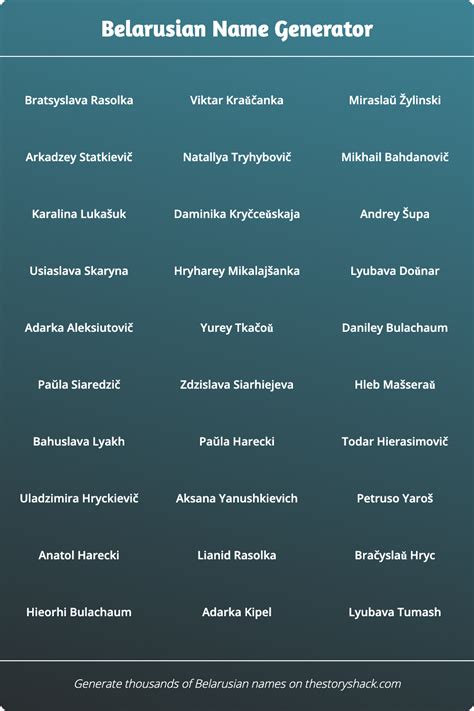 Belarusian Name Generator 1000s Of Random Belarusian Names