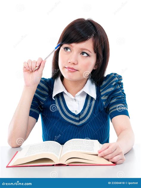 Cute Student Thinking Stock Photo Image Of Attractive 23304418