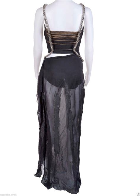 Versace Black Medusa Chain Finale Gown At 1stdibs Versace Black Gown