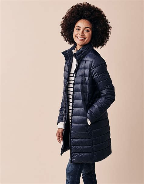 Womens Lightweight Long Padded Jacket In Dark Navy From Crew Clothing