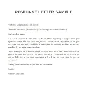 It's important to provide positive feedback when an employee does any of the following: Response Letter Sample - Free Sample Letters