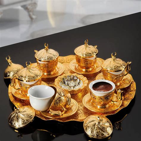 Gold Plated Turkish Coffee Set For Six Person Fairturk Com