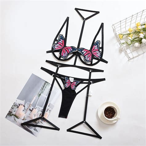 hot sexy lingerie set cutout bras butterfly women underwear sexy bra brief sets sex sensual