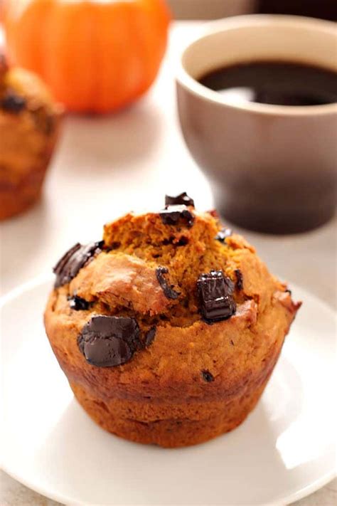 Bakery Style Chocolate Chunk Pumpkin Muffins Crunchy Creamy Sweet