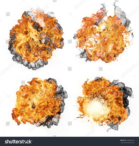 Fire Explosions Isolated On White Background Stock Photo 102669704