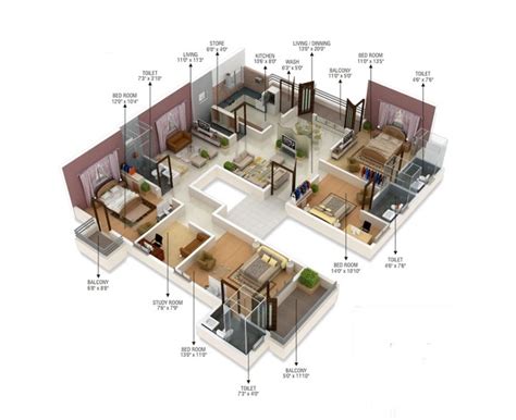 4 Bedroom Apartmenthouse Plans