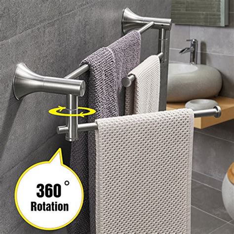 Double Towel Bar Set 2 Tier Swivel Bath Shower Hand Towel Rail Shelf